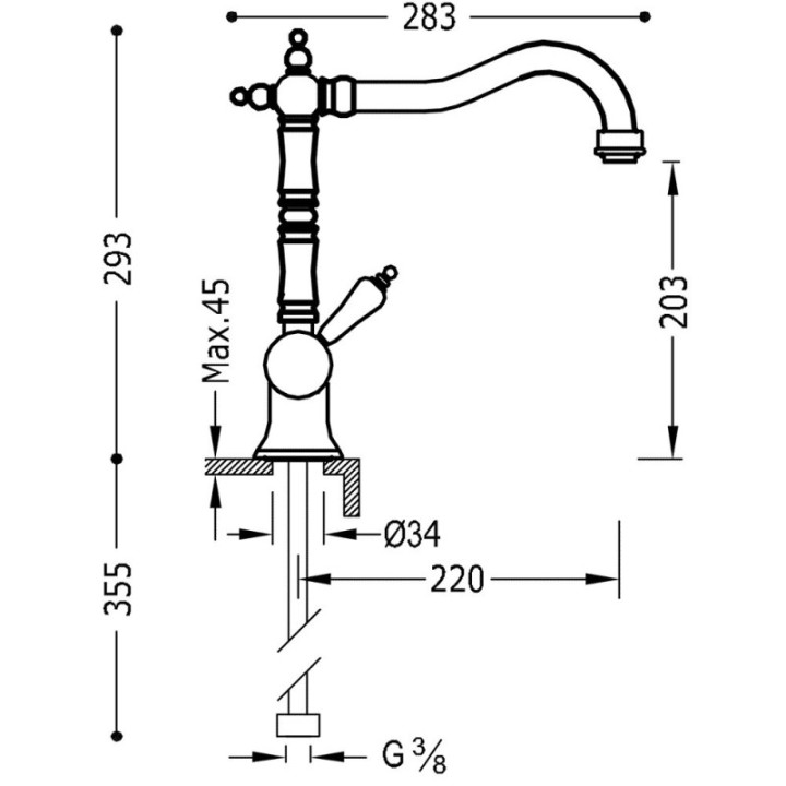 Bateria zlewozmywakowa TRES-CLASIC stojąca ABATIBLE chrom 24233401