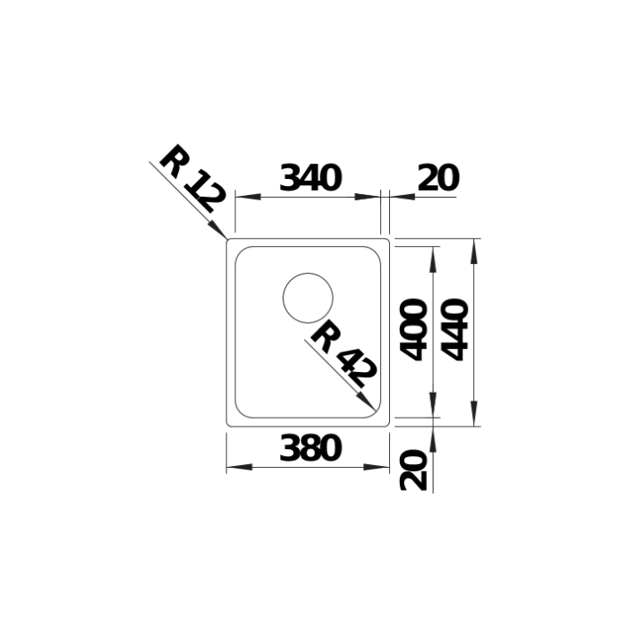 Komora podwieszana BLANCO SOLIS 340-U STAL SZCZOTKOWANA 526115
