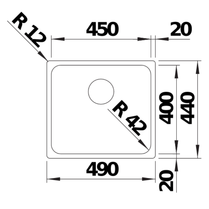 Komora podwieszana BLANCO SOLIS 450-U STAL SZCZOTKOWANA 526120