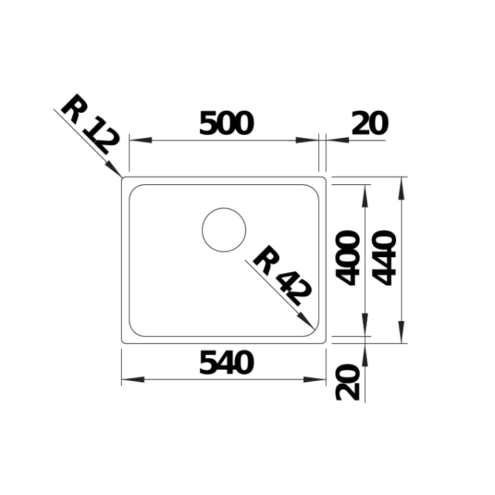 Komora podwieszana BLANCO SOLIS 500-U STAL SZCZOTKOWANA 526122