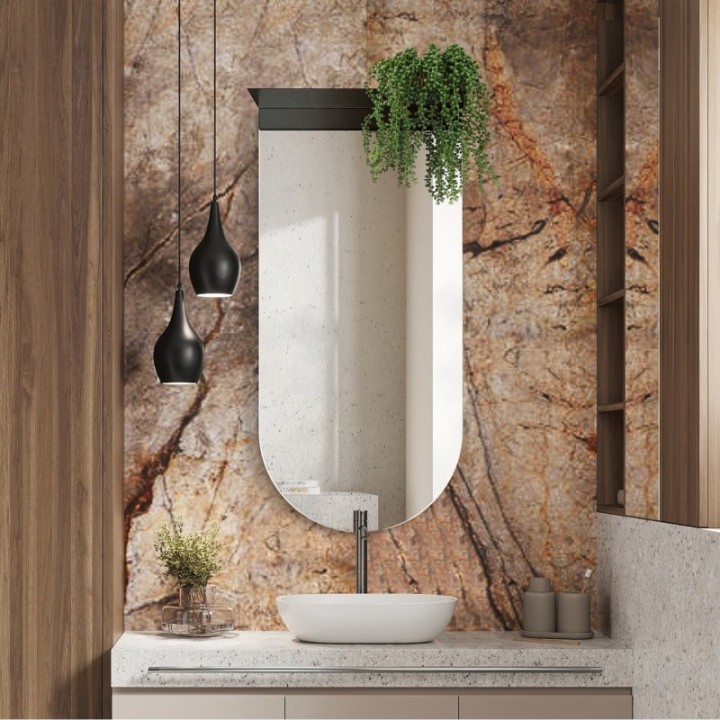 LUSTRO VICO – PÓŁOWALNE Z METALOWĄ PÓŁKĄ CZARNE 60X100CM GIERADESIGN VIC/60X100