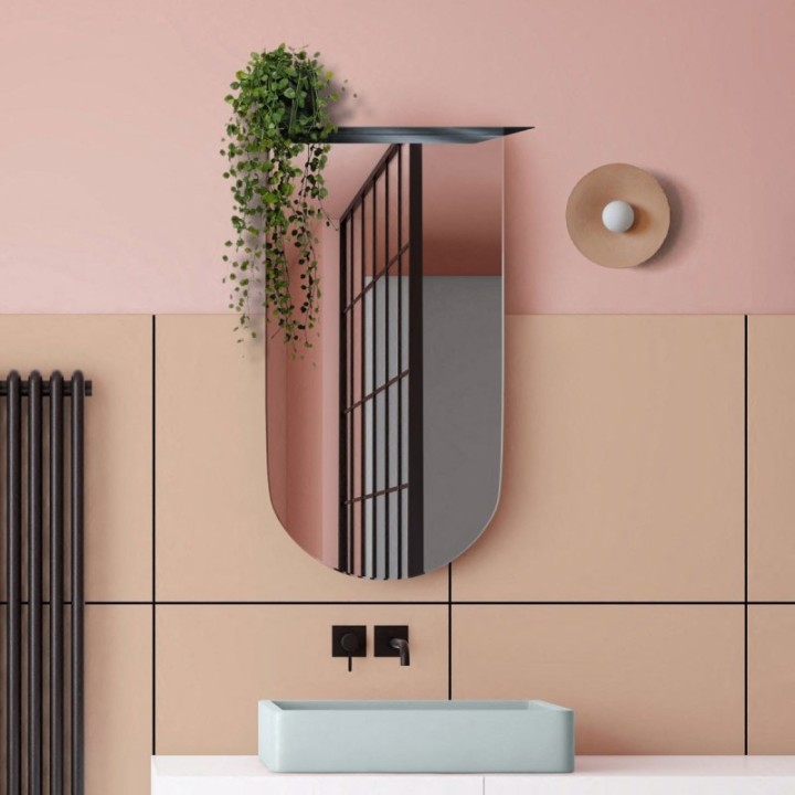 LUSTRO ARCO – PÓŁOKRĄGŁE Z METALOWĄ PÓŁKĄ 50X100CM GIERADESIGN ARC/50X100