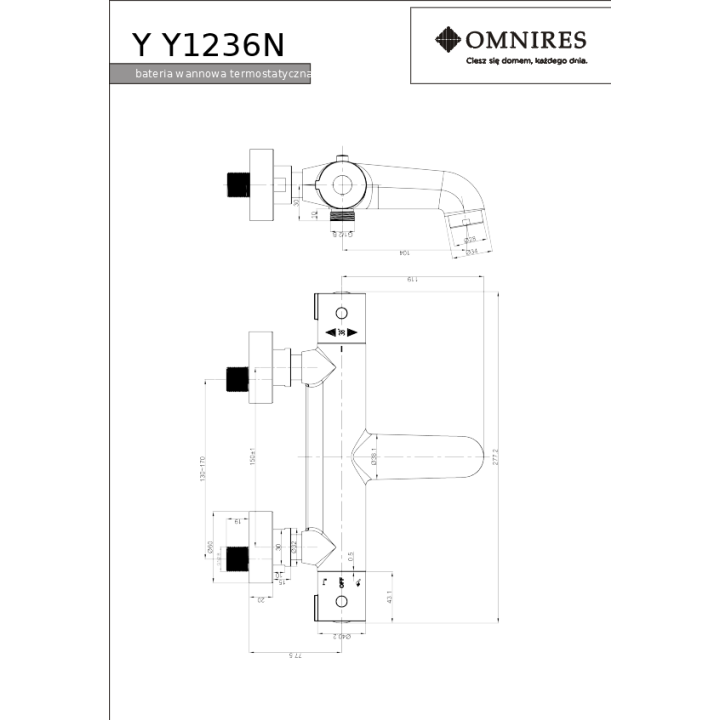 Bateria wannowa Omnires Y termostatyczna chrom Y1236/NCR
