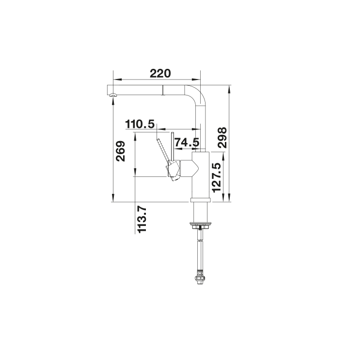 Bateria zlewozmywakowa LANORA-S-F stal szczotkowana 526180