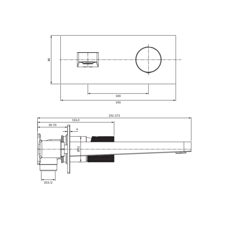 Bateria umywalkowa Omnires Contour podtynkowa złoty szczotkowany CT8015GLB