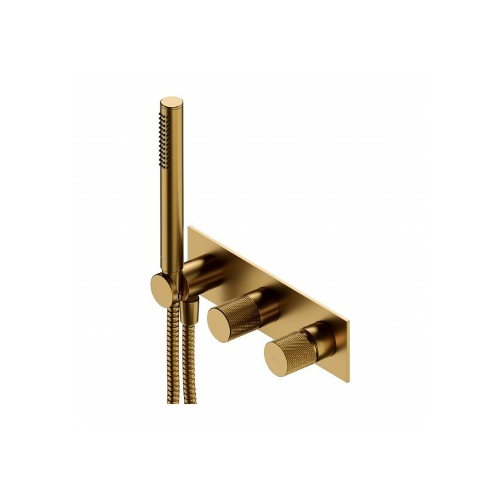 Bateria prysznicowo-wannowa Omnires Contour podtynkowa z rączką prysznicową złoto szczotkowane CT8035/1GLB