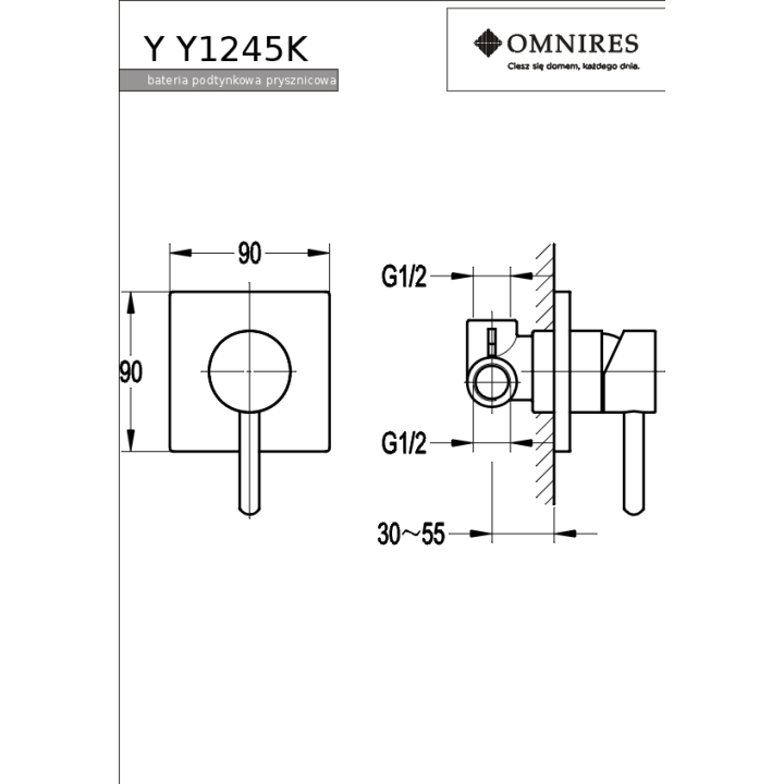 Bateria prysznicowa Omnires Y podtynkowa chrom Y1245/KCR