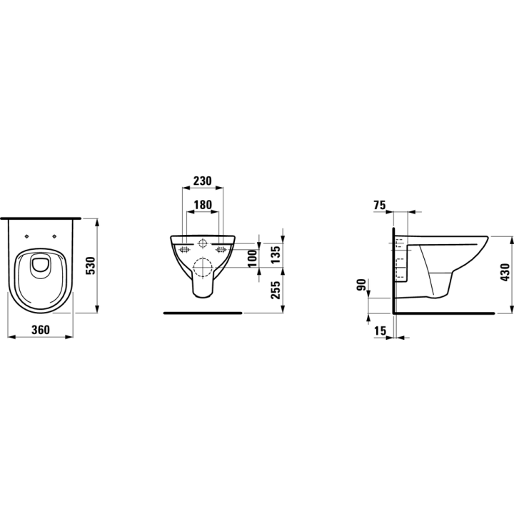 Zestaw miska wc z deską LAUFEN PRO B 530x360 mm biała H8669510000001