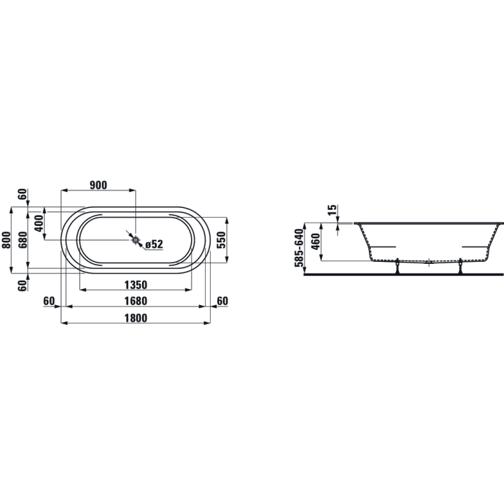 Wanna owalna LAUFEN PRO 180x80 cm biała H2419500000001