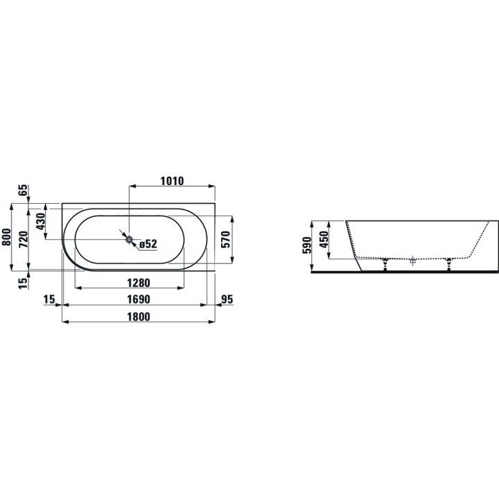 Wanna narożna LAUFEN PRO 180x80x59 cm biała H2449550000001